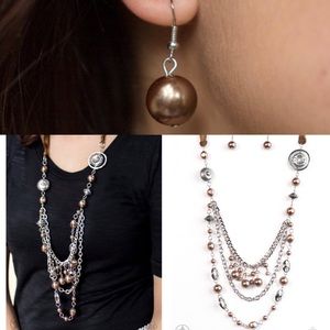 Brown Satin tie necklace